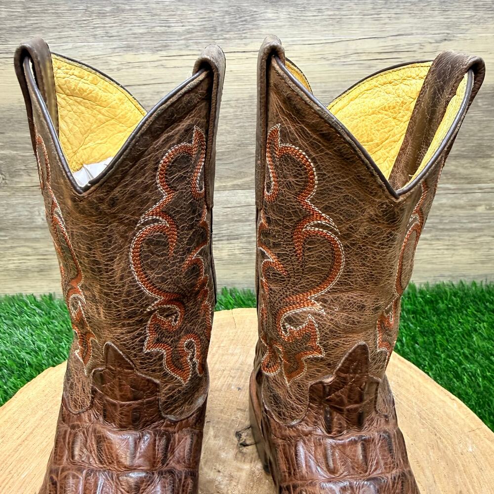 Horsepower Youth - Size 12 - Brown Gator Print Square Toe Cowboy Boots 1070 - Picture 4 of 11
